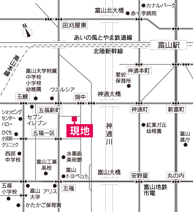 富山市五福(字御用地)地図